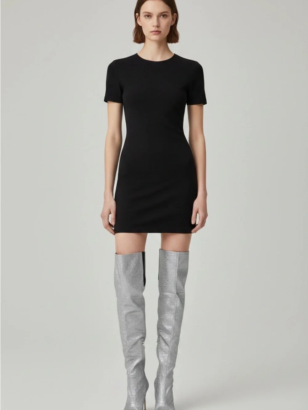 Good American Silver Over-the-Knee Boots